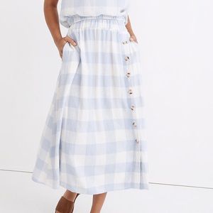 NWT Madewell Linen-Blend Side-Button Midi Skirt